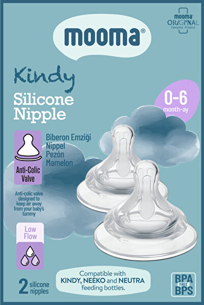 MOOMA Pacifier pentru biberon Kindy, pachet de 2, 0-6 luni