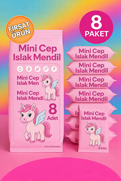 ANI OFİS KIRTASİYE A K Mini Cep Islak Mendil 8'li Paket | Aloe Veralı | Alkol...