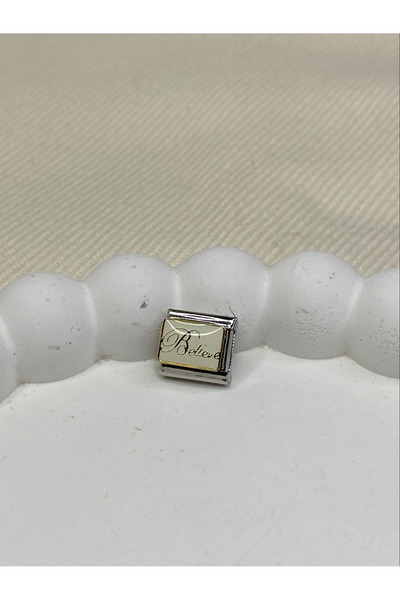 stainless steell Nomi İtalyan Bileklik Charm Unisex Gümüş Plaka