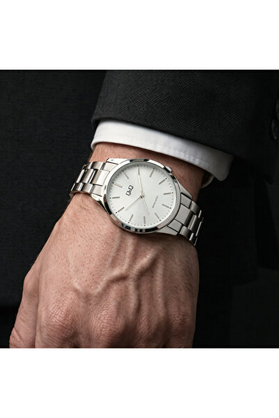 Q&Q Brannir Men's Wristwatch |   Silver Color Metal Case & Metal Cord |   Whi...