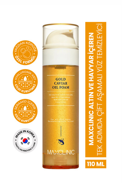 MAXCLINIC Altın ve Havyar İçeren Tek Adımda Çift Aşamalı Yüz Temizleyici MAXC...