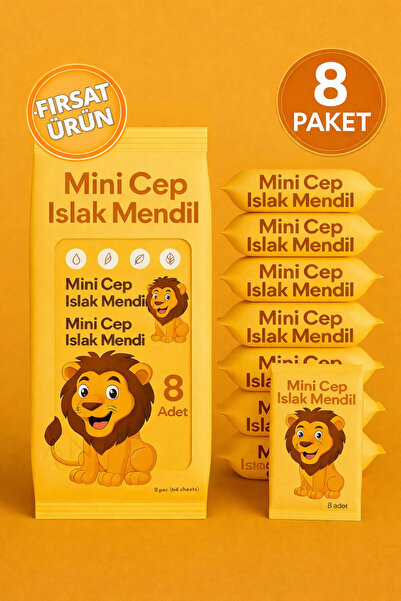 ANI OFİS KIRTASİYE A K Mini Cep Islak Mendil 8'li Paket | Aloe Veralı | Alkol...