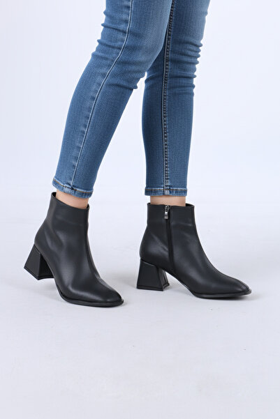 lolyvibe Daily Use Heeled Side Zipper Black Women's Boots
