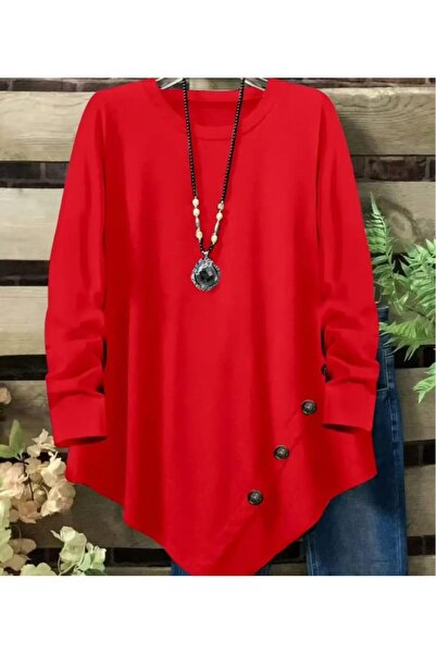 Pntekstil Düğme detay asimetrik tunik