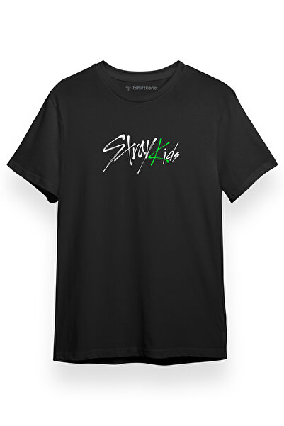 Tshirthane تيشيرت رجالي بأكمام قصيرة باللون الأسود من Stray Kids Maniac World...
