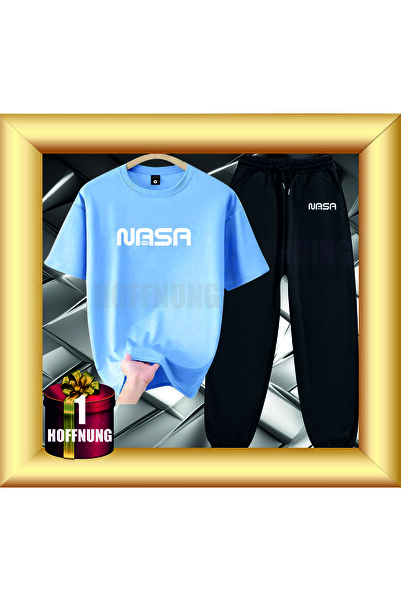 HOFFNUNG Unisex Casual Short Sleeve Set with Nasa Print Outdoor Spring/Summer...