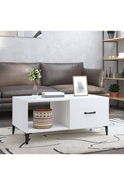 Concept Masă de cafea, albă, 90x50x40 cm, lemn prelucrat