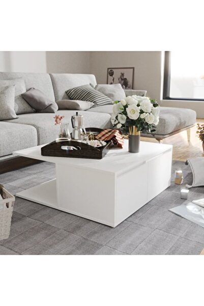 Concept Masă de cafea, albă, 80x80x31 cm, PAL