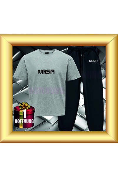 HOFFNUNG Unisex Casual Short Sleeve Set with Nasa Print Outdoor Spring/Summer...