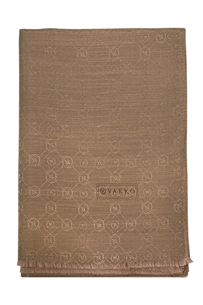 Vakko شال من الحرير القطني - هولوجرام جديد - لون اللوز