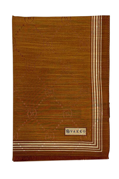 Vakko Pamuk İpek Şal - Bordürlü Monogram - Bakır