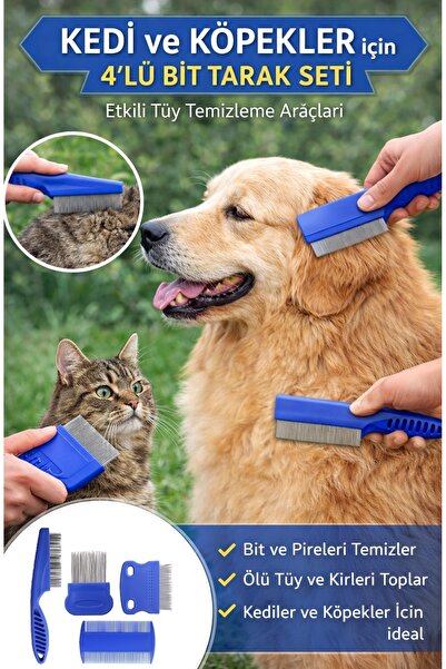 MUJGAN 4'lü Kedi Köpek Bit Tarak Seti