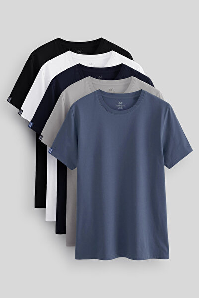 TOMMY LIFE Standard Fit Basic O-Neck 5-Pack Men's T-Shirt - 87911