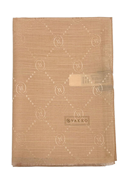 Vakko Бавовняний шовковий шаль - Монограма - Лосось