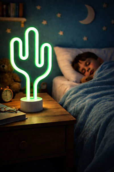 DEMPOWER Dp-86 Dekoratif Kaktüs Neon Led Gece Lambası