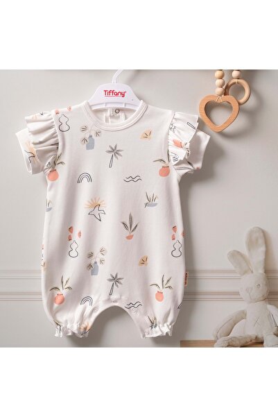 Tiffany Sunny Garden Ruffled Sleeves Short Jumpsuit Ecru