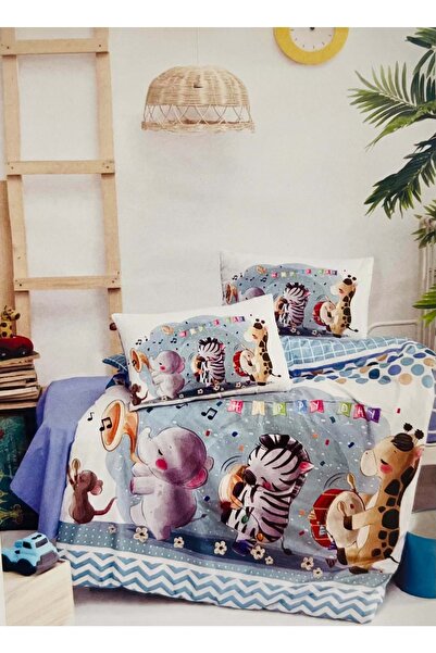Golden Animals Party Clothes Blue Duck Bedding Set Blue