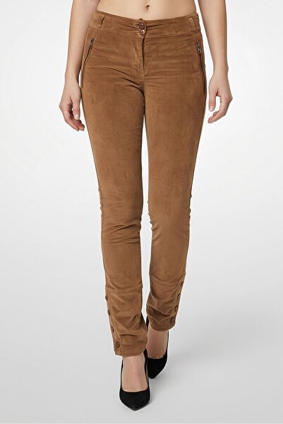 Harmont & Blaine Women Skinny Fit Brand Logo Non-Stretchable Chino Pants, Brown