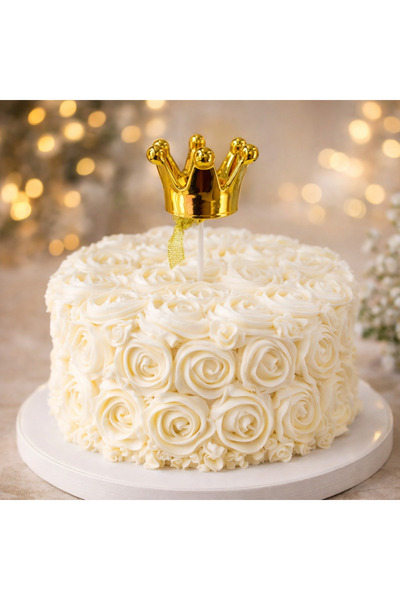 PARTİPORT Altın Prenses Tacı Pasta Süsü – Gold Taç Cake Topper Doğum Günü Par...