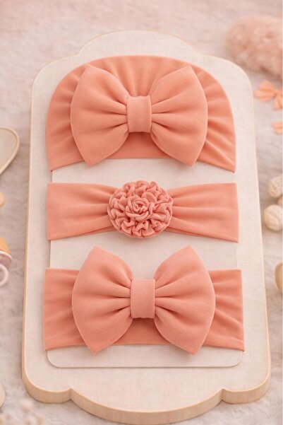 Peppino Kız Bebek Fiyonklu Bone Bandana 3lü Set