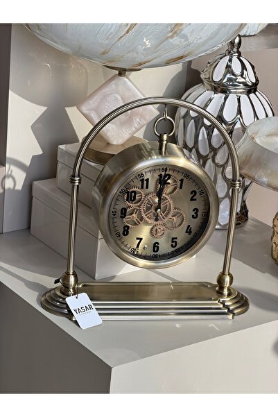 YASAR CONCEPT Castello Metal Wheel Table Clock 32X35 cm