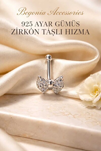 Begonia Accessories 925 Ayar Gümüş  Zirkon Taşlı Papyon Hızma