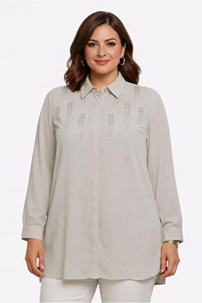 Alvina تونيك مقاس كبير بتفاصيل حجرية 20397