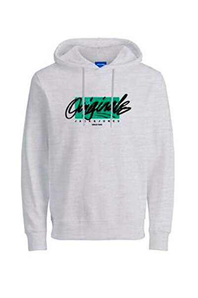 Jack & Jones Hanorac bărbătesc JACK JONES cu glugă și imprimeu text 12244218