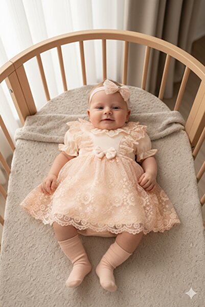 Miniday Baby Baby Girl Mevlütlük Dress Summer Bandana Lace Newborn Hospital R...