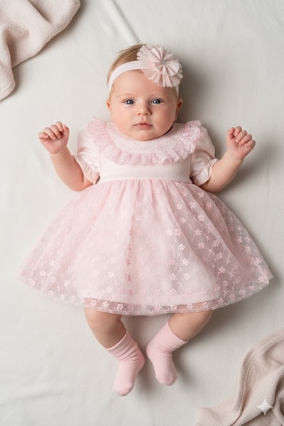 Miniday Baby Baby Girl Mevlütlük Dress Summer Bandana Lace Newborn Hospital R...