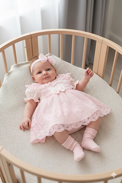 Miniday Baby Baby Girl Mevlütlük Dress Summer Bandana Lace Newborn Hospital R...