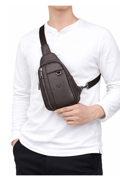 deri,se club Мъжка кафява чанта с двойна дръжка за носене през рамо, чанта за...