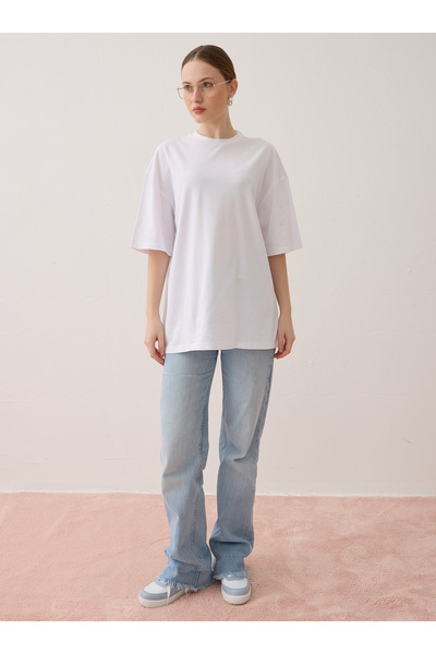 Benin Велосипедна комір, короткі рукави, базова жіноча футболка - біла -