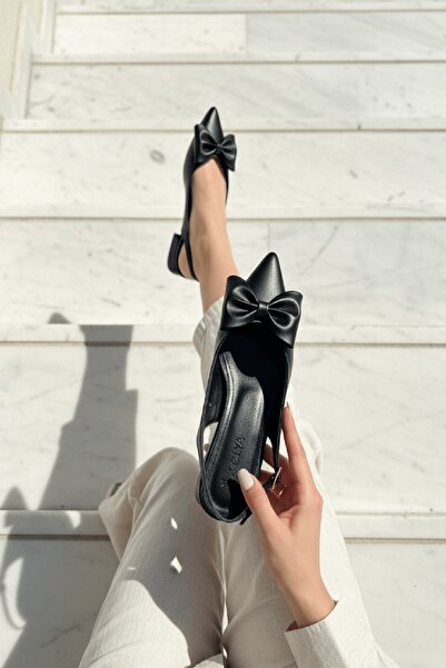 DİVOLYA İlef Bow Black (Tocuri de 3 cm) Pantofi cu toc ascuțit