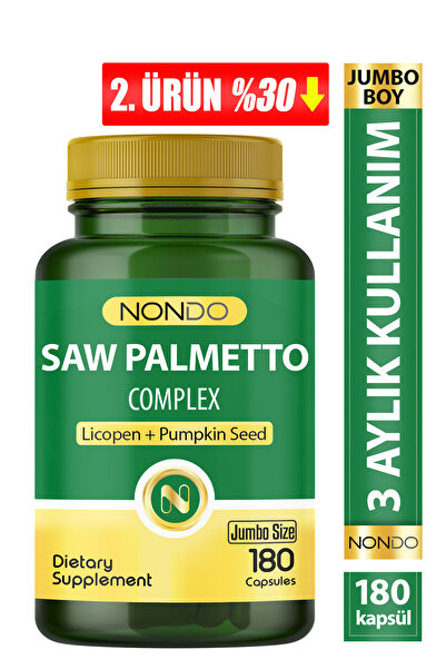 Nondo Saw Palmetto Complex 180 Kapsül jumbo Boy Saç Vitamini -Cüçe Palmiye Li...