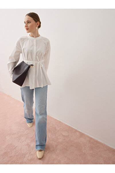 Benin قميص بتفاصيل أربطة - أبيض -