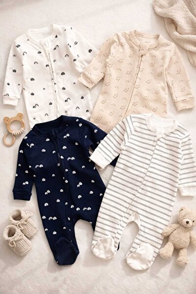 UmBaby 0-3 Ay Yenidoğan Bebek Tulumları – Pamuklu, Fermuarlı, Yumuşak Desenli...