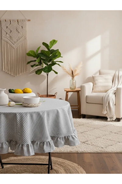 NDC HOME مفرش طاولة من الكتان المكشكش من بوتيكير