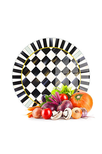 Decovetro Cam Kesme Tahtası ve Sunumluk Yuvarlak MacKenzie Desenli 30x30 cm