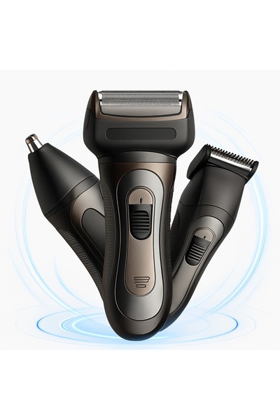 ROONLINE Trimmer 3in1 reincarcabil, pentru barba, nas si urechi, accesorii precise si incarcare rapida USB