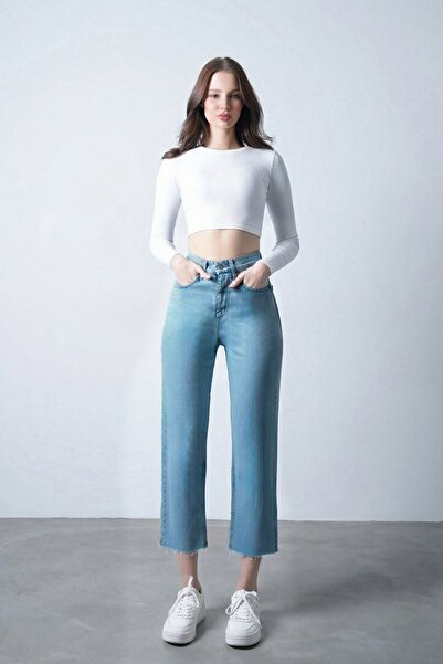 VAGGON Açık Mavi Püsküllü Düz Paça Jean