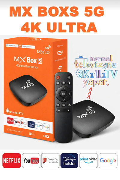 Tech&bello accessories MX10-5G Android TV Box 4K Ultra HD Wifi Uygulama Marke...