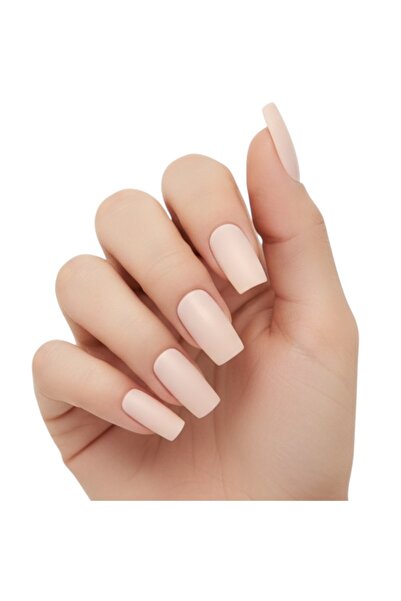 EDA LUXURY BEAUTY 24'lü Doğal Nude Bej Mat Takma Tırnak Lüks Natürel Uzun Küt...