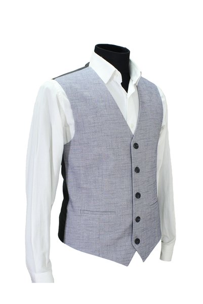 MENTOR REGALO Men's Vest V-Neck Light Blue Patterned 50636