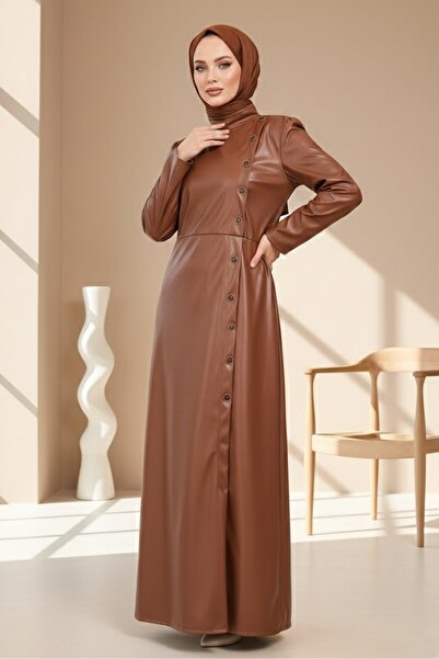 Bestenur Dide Deri Elbise 441 - Taba