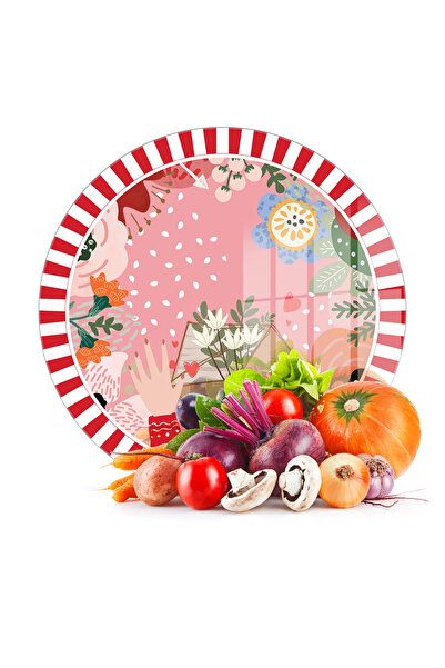 Decovetro لوح تقطيع زجاجي دائري بنمط الحب - ألوان مختلطة، 30x30 سم