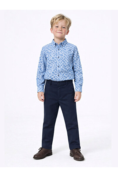 Casabony Mavi Gömlekli Lacivert Gabardin Pantolonlu Erkek Çocuk Takım