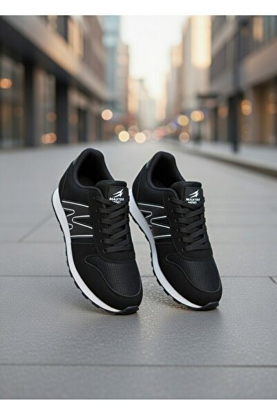 WEBORN حذاء رياضي للمشي للأطفال باللون الأسود والأبيض برباط شبكي مريح ونعل مريح