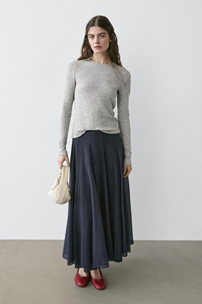 Massimo Dutti Jaspe detaylı uzun kollu t-shirt