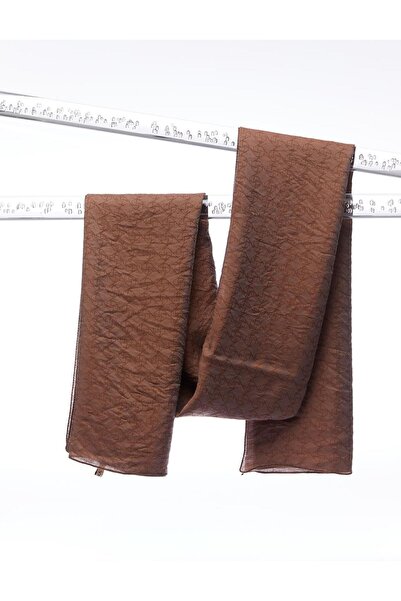 Kayra Квадратен шал с монограм от жакардова вискоза, цвят кафе